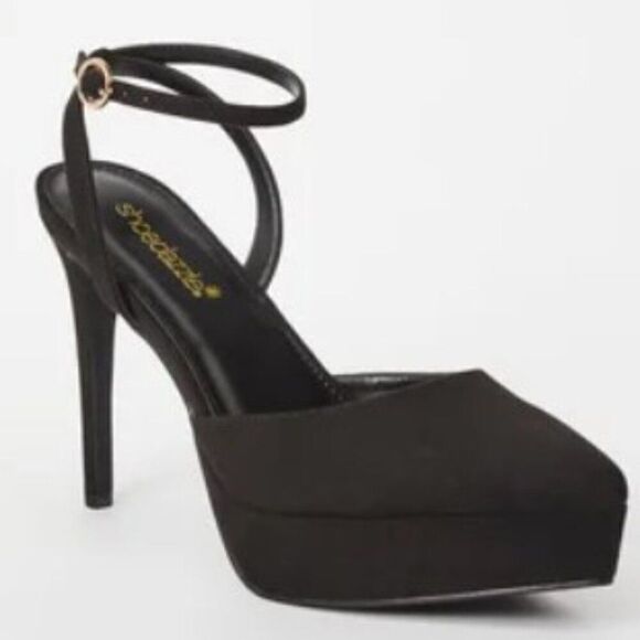 Shoe Dazzle Shoes - Sexy Size 12 Black Ankle Strap Platform High Heel Pumps By ShoeDazzle.